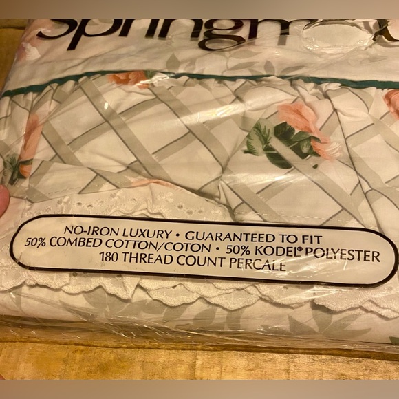 🔥Springmaid Double Flat Sheet Garden Gazebo Pink - Vintage🔥 NIP - Picture 3 of 8